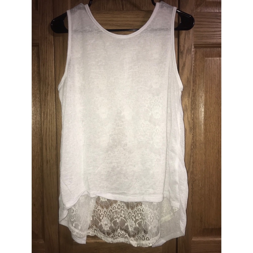 White Lace Back Tank